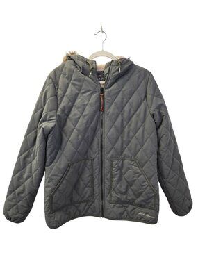 Eddie Bauer Sherpa Lined Faux Fur Trim Quilted Jacket Size Large